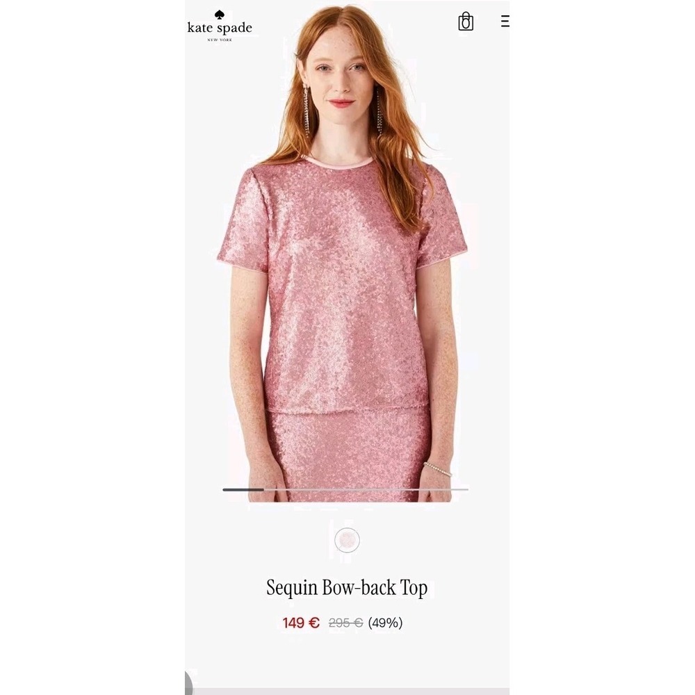 NWT Kate Spade New York Top Dusty Ginger Sequined Black Bow Glam XXS RTL $298